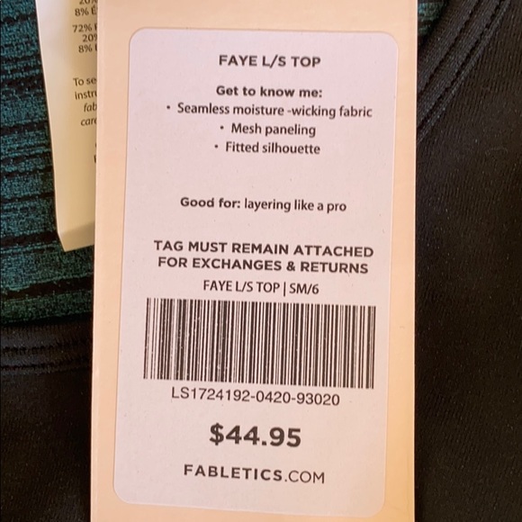 FABLETICS FAYE LONG SLEEVE TOP S - Picture 7 of 8